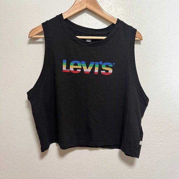 Levi’s Crop Top Muscle Tee with Rainbow Logo Women XL - Picture 1 of 8